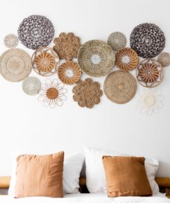 Handgefertigtes Rattan Wanddeko Set Bigara – Boho Korb Wandkunst, geflochtene Wanddeko, nachhaltige Wohnaccessoires